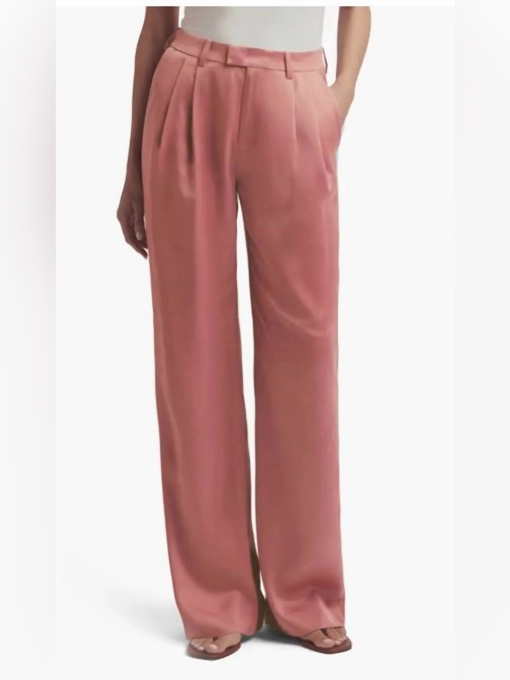 Favorite Daughter the Favorite Wide-Leg Satin Pants in Dusty Rose